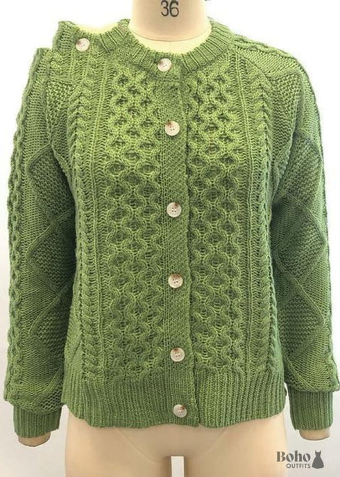 Khaki Green Sweater Jacket